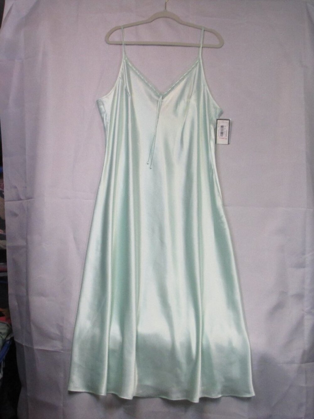 NWT Vintage HALSTON Mint Satin Maxi Slip Dress Nightgown 90s Minimalist Size 2X